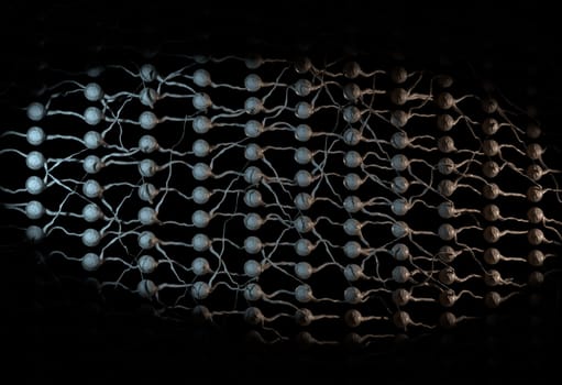 Neural net. Neuron network and links. 3d render