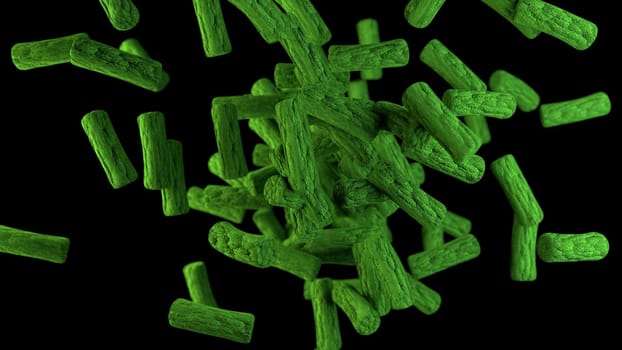 cloud of green bacteria virus cells illustration