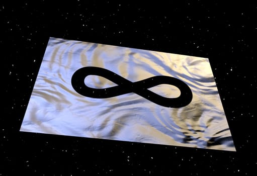 black infinity sign on white with stars 3d render