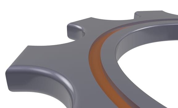 metal gear wheel with orange circle - 3d render