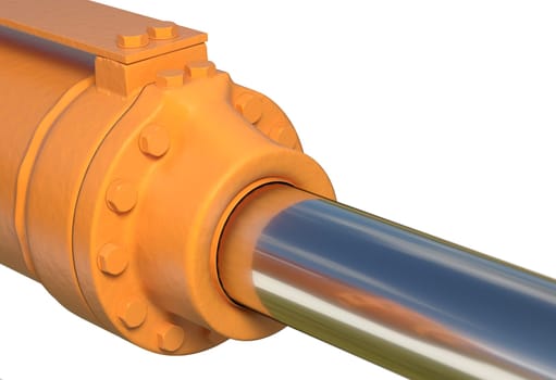 yellow hydraulic pistons with bolt and nut 3d render