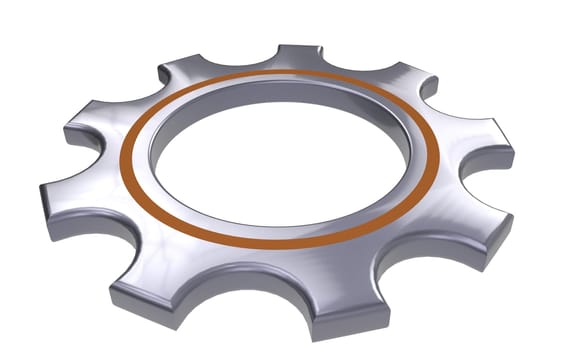 metal gear wheel with orange circle - 3d render