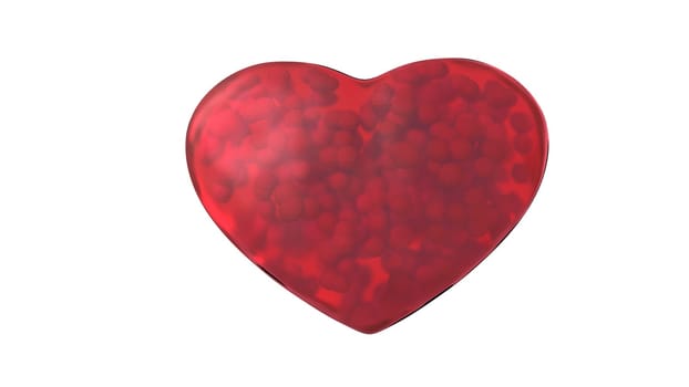 Volumetric translucent heart with red bubbles inside