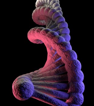 DNA molecule red and blue on black