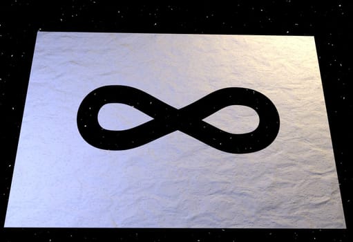 black infinity sign on white with stars 3d render