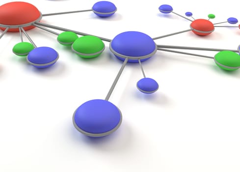 circle cells connected by rods, ifferent colors