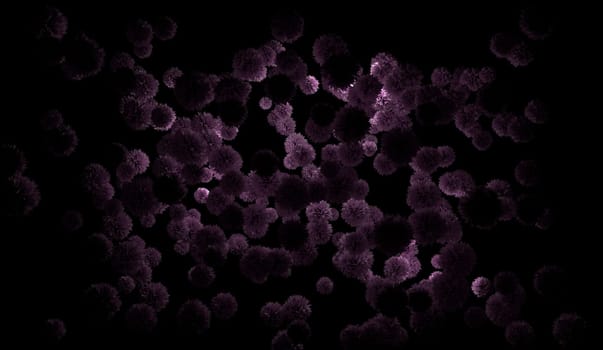 violet flakes are falling on the black background