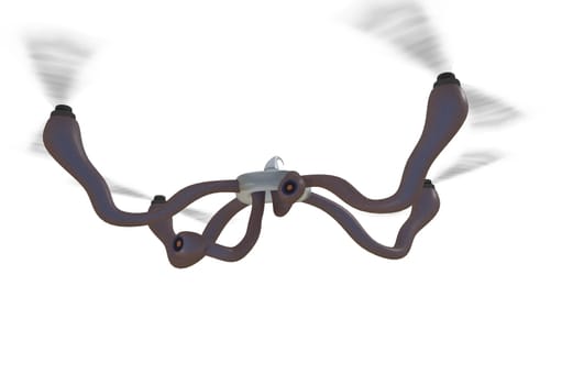 quadrocopter with organic arms and cameras. 3d render
