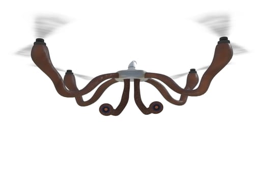 quadrocopter with organic arms and cameras. 3d render