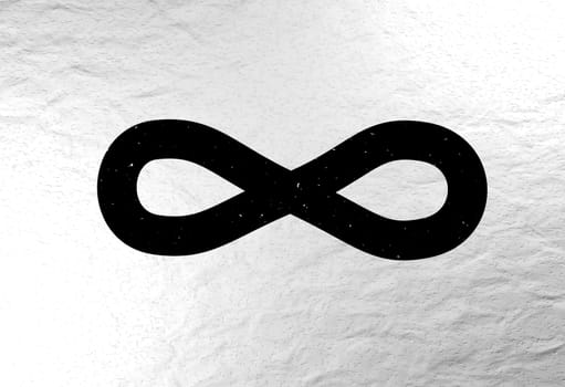 black infinity sign on white with stars 3d render
