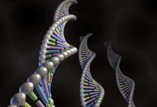 DNA multi color isolated on black background