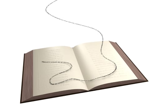 Open book inspiration concept 3d render isolated on white