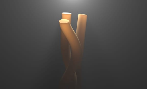 three orange bacteria cells science 3d render