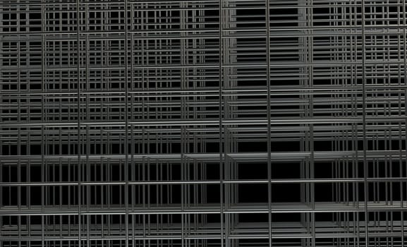 abstract three dimensional glossy metal net perspective