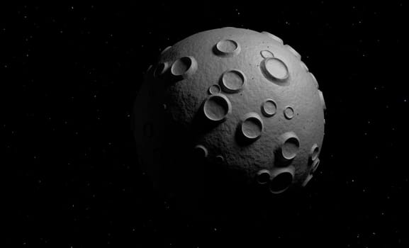 Asteroid with craters. Small planet in space.