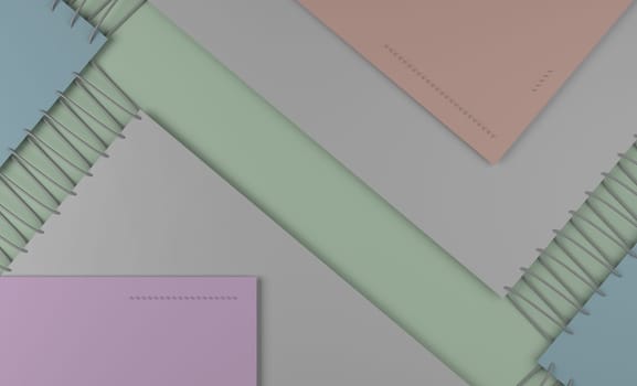 Colorful material design style pattern with seam.  Abstract overlapping shapes in pastel color combinations.