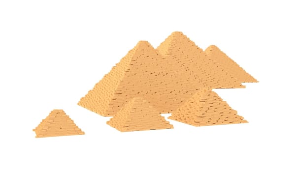 Egyptian Giza great pyramids isolated on white