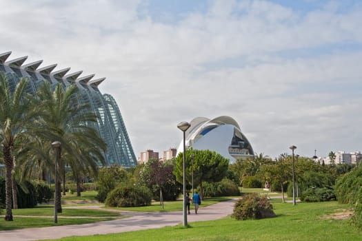View of the turia park garden in Valencia, Spain