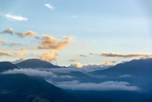Mountains outside of Guane, Colombia seen just before sunset