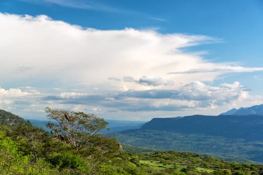 Green rural landscape near Barichara, Colombia