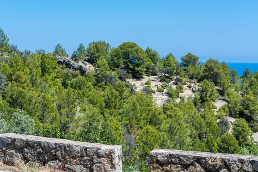 Wild West Coastline of Mallorca, Spain in the background the Mediterranean Sea.