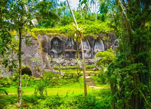 Gunung Kawi Temple and Candi in jungle at Bali, Indonesia