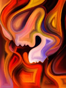 Inner Dialog series. Artistic background made of human profiles and vivid paint shapes for use with projects on emotions, relationships, human drama, spirituality and design