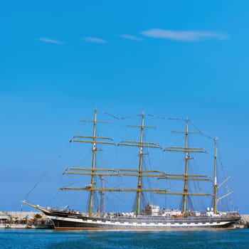VARNA, BULGARIA - OKToBER 02, 2016: Four-Masted Barque Kruzenshtern at SCF Black Sea Tall Ships Regatta in the Port of Varna