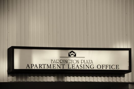 Los Angeles,United States - December 27,2015: The sign of the Barrington Plaza building a landlord for apartments on Wilshire Boulevard with on December 27,2015 in Los Angeles.