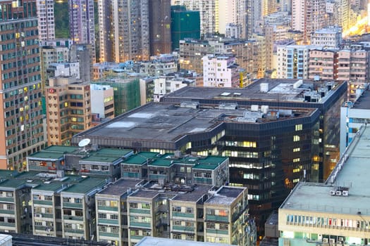 hongkong urban area in sunset moment