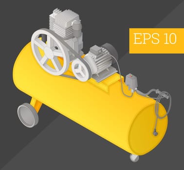 air compressor eps10 vector illustration. compressor-condenser tank