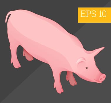 pig eps10 vector 3d illustration. pig cartoon