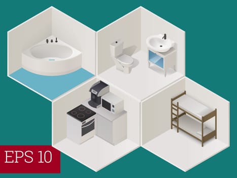 interior room collection eps10 vector 3d illustration