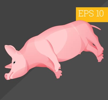 piggy eps10 vector 3d illustration. swine flat