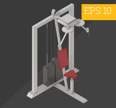 lat pulldown workout machine eps10 vector illustration