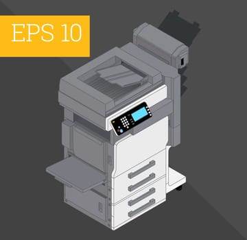 Copier printer eps10 vector illustration. realistic printer and scanner
