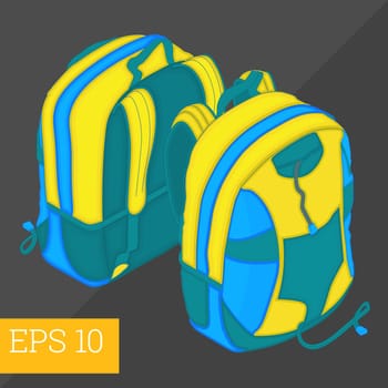 school backpack eps10 vector illustration. satchel schoolbag