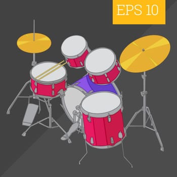 drum kit eps10 vector illustration. bass drum musical instrument
