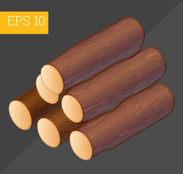 wooden pile eps10 vector illustration. stacked firewood logs
