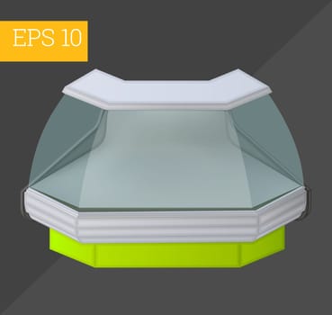 chiller counter eps10 vector 3d illustration. refrigerator showcase