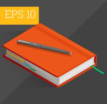 notebook and pen eps10 vector illustration. diary notepad
