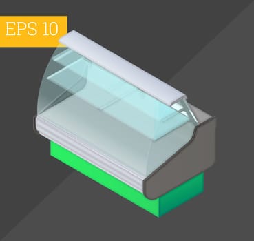 refrigerator counter eps10 vector 3d illustration. cooling showcase