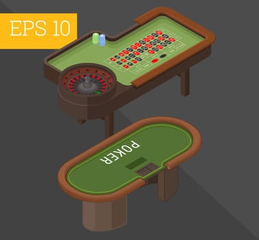 gambling tables eps10 vector illustration. poker and roulette