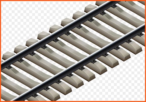 railway track isometric. railroad vector 3d illustration. rail path isolated on white background