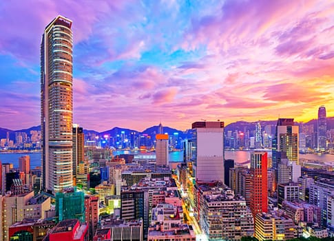 Hong Kong skyline at sunset