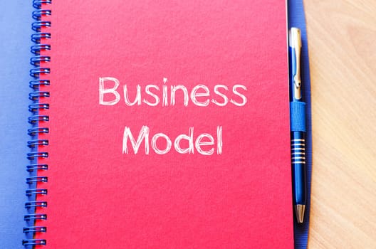 Business model text concept write on notebook