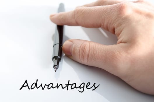 Advantages text concept isolated over white background