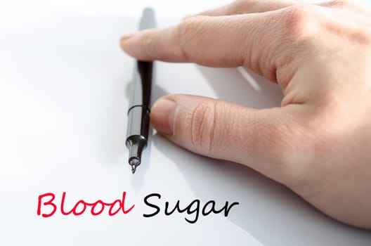 Blood sugar text concept isolated over white background