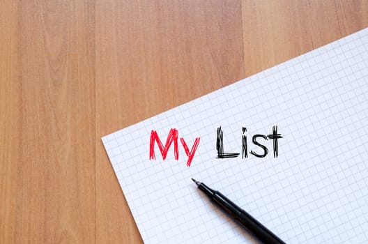 My list text concept write on notebook