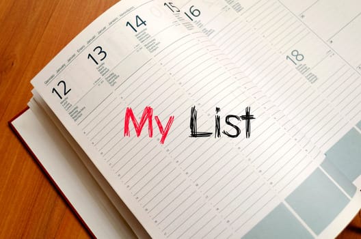 My list text concept write on notebook